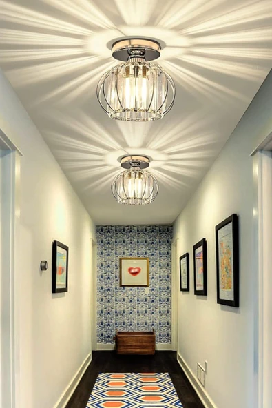 Luna Lighting Bella Luce Model Krom Renk Kaplama Metal Kristal Taşlı Yatak Salon Oturma Odası Plafonyer Avize - 5