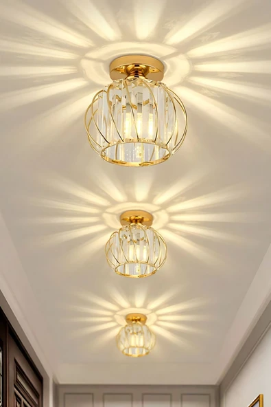 Luna Lighting Bella Luce Model Gold Kaplama Kristal Taşlı Metal Gövde Modern Her Alana Uygun Lüx Plafonyer Avize