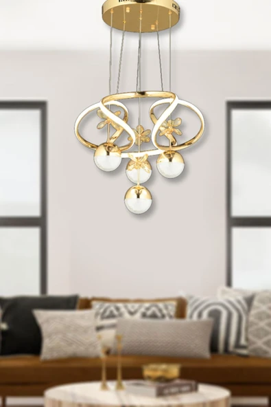 Luna Lighting Modern Led Avize 3 1 Gold Ledli Avize