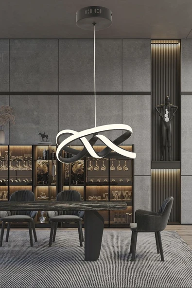 Luna Lighting Vino Riserva Model Siyah Renk Metal Salon Mutfak Oturma Yatak Odası Modern Led Sarkıt Avize - 2