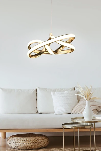 Luna Lighting Vino Riserva Model Gold Kaplama Metal Salon Mutfak Oturma Yatak Odası Modern Led Sarkıt Avize - 5