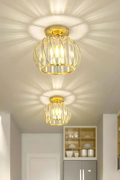 Luna Lighting Bella Luce Model Gold Kaplama Kristal Taşlı Metal Gövde Modern Her Alana Uygun Lüx Plafonyer Avize - 3