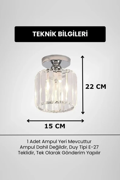 Luna Lighting Chiaro Forte Model Krom Renk Kaplama Kristal Taşlı Metal Gövde Luxury Serisi Modern Plafonyer Avize - 2