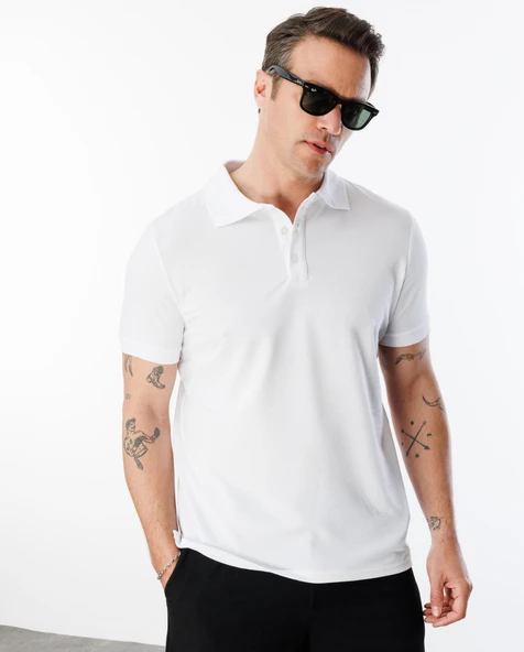Erkek 2'li Çekmeyen Pamuklu Kumaş Regular Fit Standart Kesim Polo Yaka Tişört POLOYAKA-T-SHIRT2 - 3