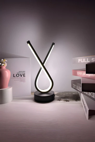 Luna Lighting Lucilla Ledli Dekoratif Siyah Estetik Kullanışlı Pilli Masa Lambası