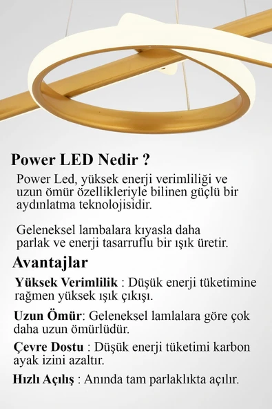 Luna Lighting Melodi Model Gold Renk Metal Salon Mutfak Oturma Yatak Odası Modern Led Sarkıt Avize - 3