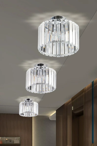Luna Lighting Lüx Kristal Krom Plafonyer Avize
