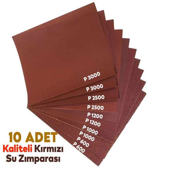 Araba Pasta Cila Polisaj Süngeri Seti Kırmızı Kaliteli Su Zımparası Kağıt 150 mm 13 Parça Set - 4