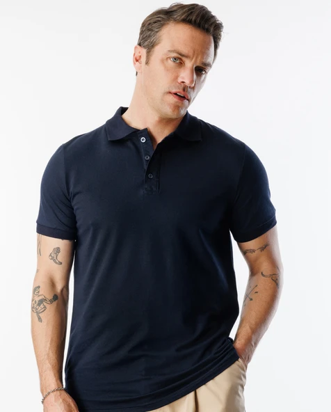 Erkek 2'li Çekmeyen Pamuklu Kumaş Regular Fit Standart Kesim Polo Yaka Tişört POLOYAKA-T-SHIRT2 - 5