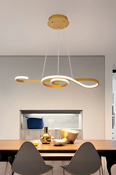Luna Lighting Melodi Model Gold Renk Metal Salon Mutfak Oturma Yatak Odası Modern Led Sarkıt Avize - 2