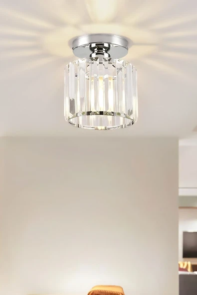 Luna Lighting Chiaro Forte Model Krom Renk Kaplama Kristal Taşlı Metal Gövde Luxury Serisi Modern Plafonyer Avize - 7