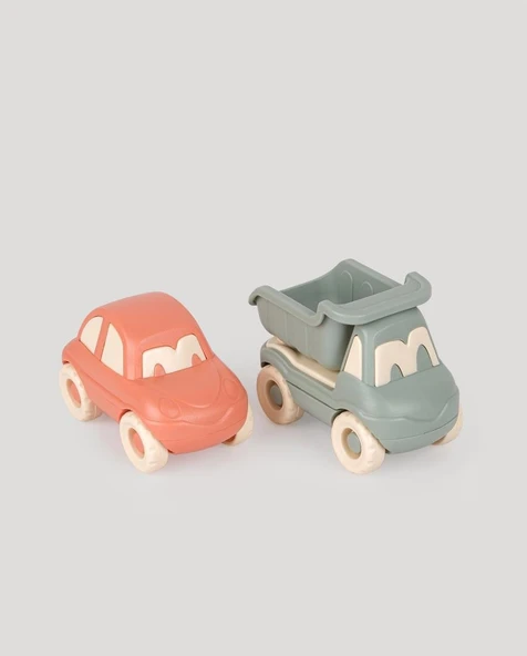 Sevimli Minik Taşıtlar Kamyon ve Araba-Somon-Petrol Yeşili ürün görseli