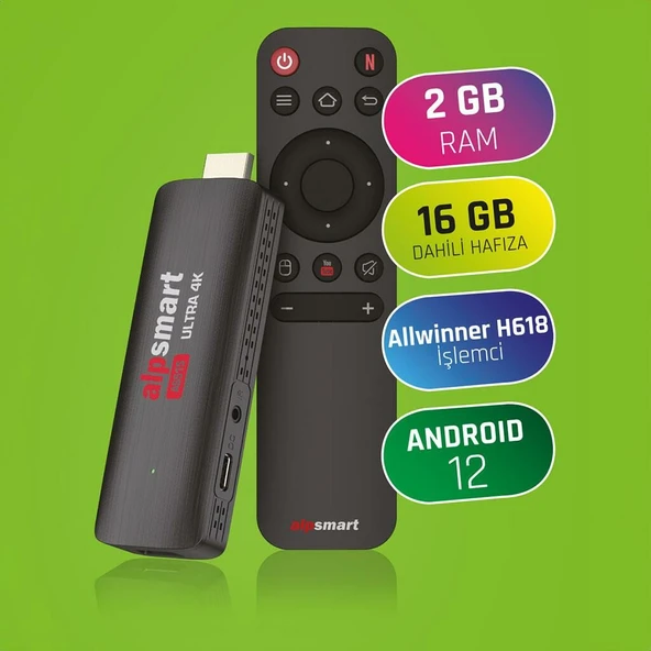 ALPSMART AS-515 ANDROID 12 STICK 2GB RAM 16 GB HAFIZA TV BOX - 4