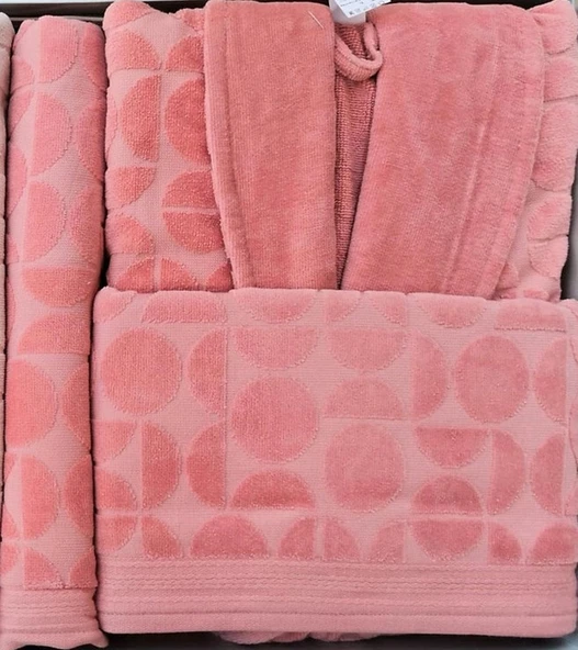 Özdilek Circular Aile Bornoz Seti Kiremit Bej - Resim 3