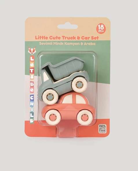 Sevimli Minik Taşıtlar Kamyon ve Araba-Somon-Petrol Yeşili - Resim 10