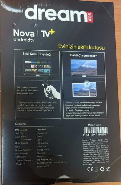 DREAMSTAR NOVA ANDROID BOX Google Lisanslı 4GBRAM 32GB HAFIZA Wifi 6K - 3