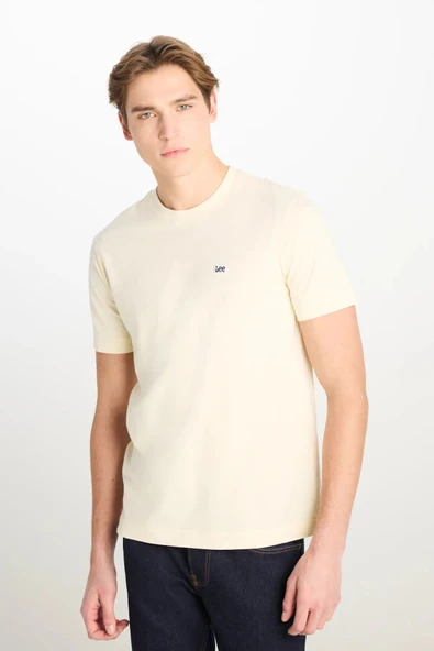 Lee Regular Fit Normal Kesim Bisiklet Yaka Ekru Tişört ürün görseli 1