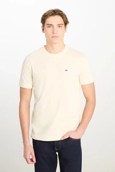 Lee Regular Fit Normal Kesim Bisiklet Yaka Ekru Tişört - Resim 2