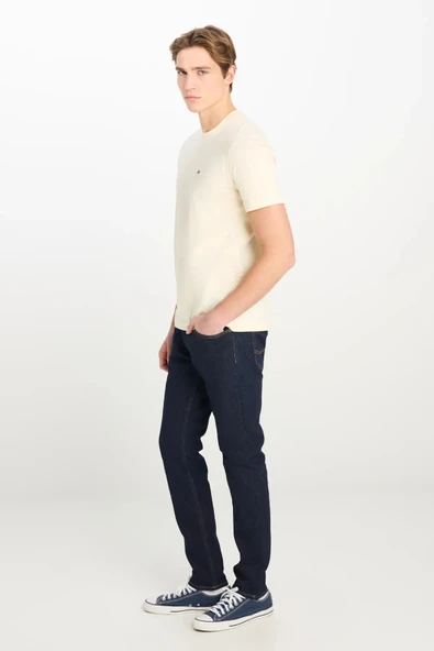 Lee Regular Fit Normal Kesim Bisiklet Yaka Ekru Tişört - Resim 3