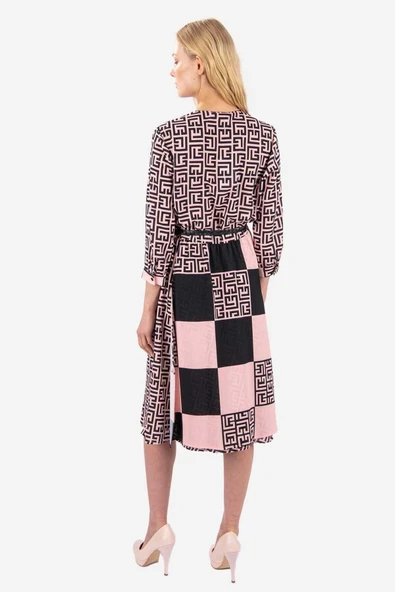 Kadın Desenli Midi Elbise FRN3019 - 10