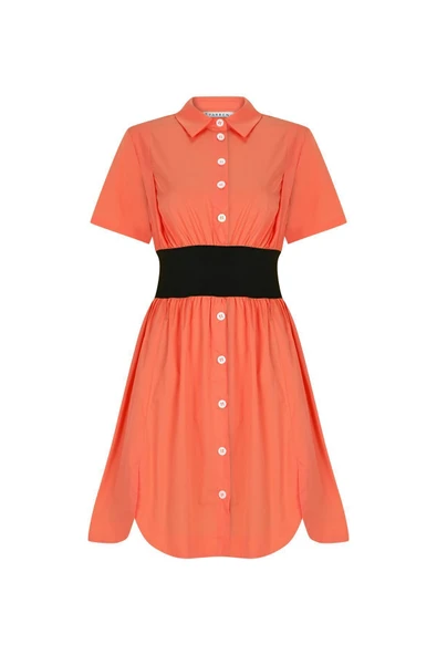 Kadın Pamuklu Kısa Kol Elbise FRN303811 - 7