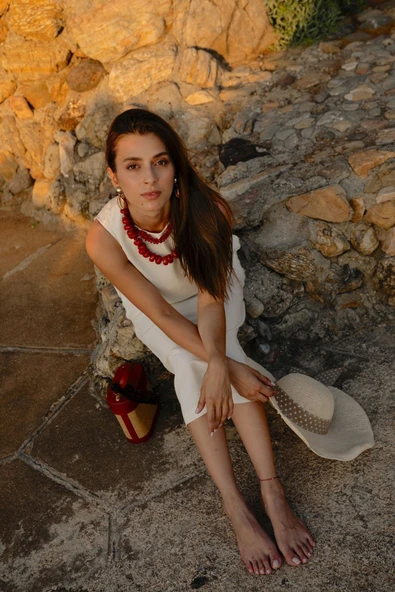 Kadın Keten Kolsuz Elbise FRN30392 - 6