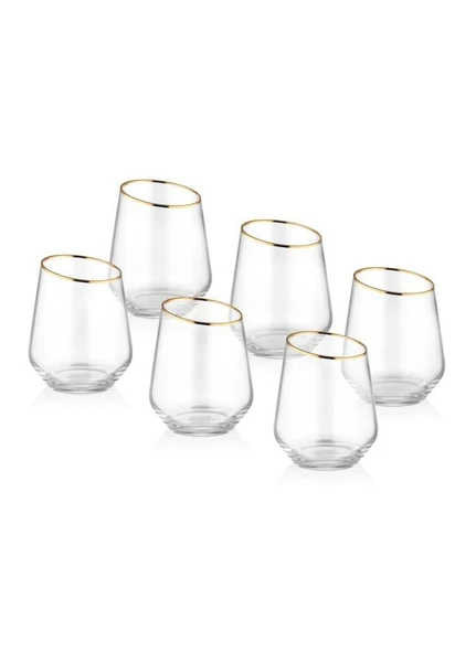 The Mia Gina Gold Yaldız 6 Parça Cam Su Bardak Takımı Gna0003