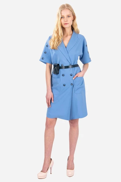 Kadın Kruvaze Yaka Ceket Form Kısa Elbise FRN3022 - 10