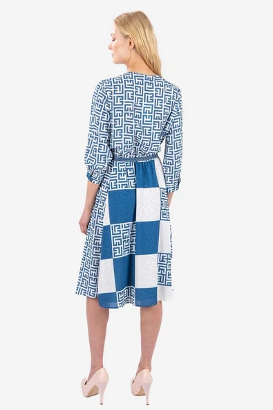 Kadın Desenli Midi Elbise FRN3019 - 7