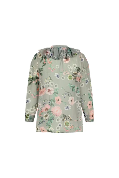 Kadın Çiçek Desenli Şifon Bluz FRN1001 - 10