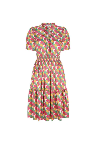 Kadın Lastik Belli Desenli Elbise FRN30389 - 9