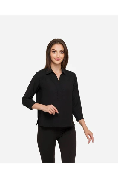 Kadın Gömlek Yaka Klasik Şık Bluz FRN1101 - 3