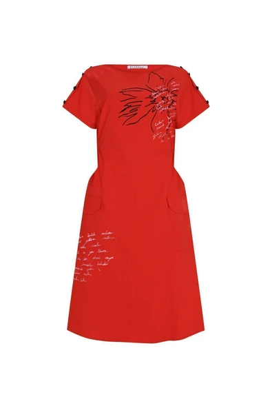 Kadın Baskı Detaylı Midi Elbise FRN30398 - 5