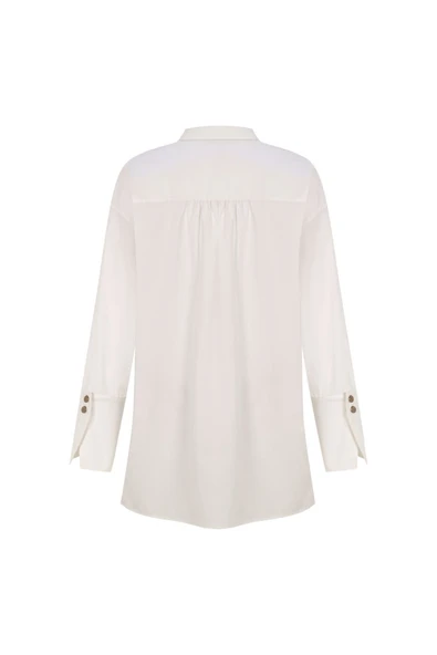 Kadın Geniş Manşetli Uzun Kol Gömlek FRN1112 - 6