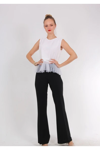 Kadın Inci Düğme Detaylı Peplum Bluz FRN1102 - 8
