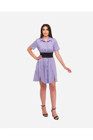 Kadın Pamuklu Kısa Kol Elbise FRN303811