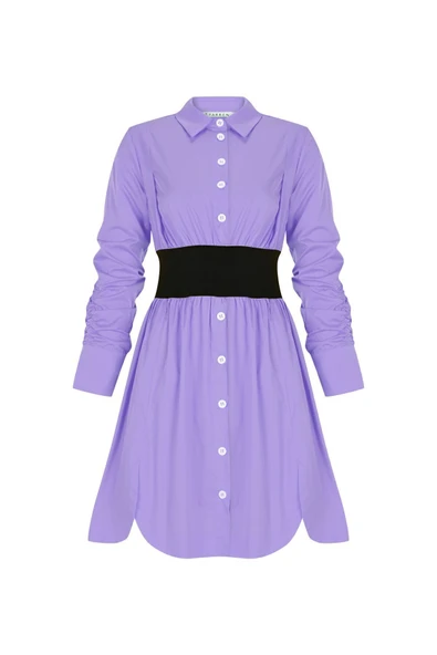 Kadın Pamuklu Uzun Kol Diz Boyu Elbise FRN30381 - 9