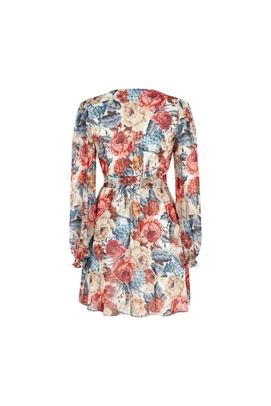 Kadın Çiçek Desenli Kısa Elbise FRN30380 - 10