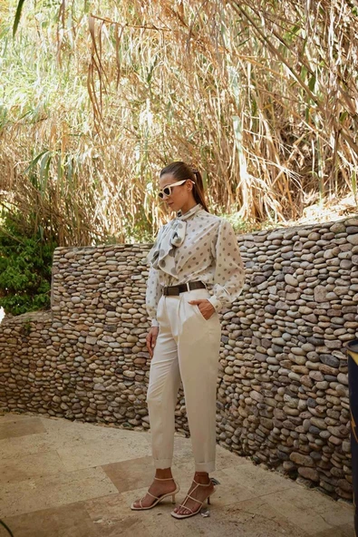 Kadın Yüksek Bel Pileli Pantolon FRN2000 - 11