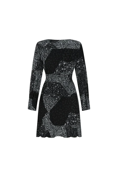 Kadın Desenli Uzun Kollu Elbise FRN30385 - 5