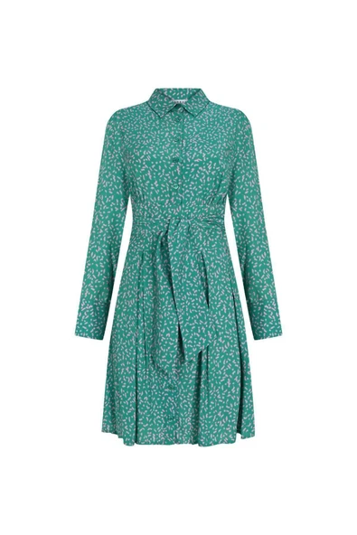 Kadın Kuşaklı Gömlek Elbise FRN30386 - 4