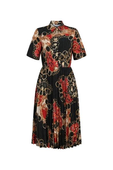 Kadın Desenli Midi Gömlek Elbise FRN3005 - 4