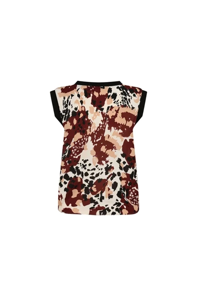 Kadın Desenli Kolsuz Bluz FRN1109 - 4