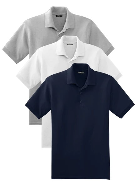 Erkek 3'lü Çekmeyen Pamuklu Kumaş Regular Fit Standart Kesim Polo Yaka Tişört POLOYAKA-T-SHIRT3 - 3