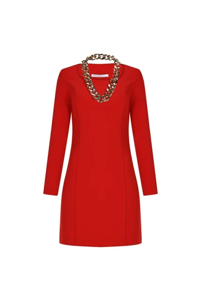 Kadın Düz Kesim Uzun Kollu Elbise FRN3100 - 5