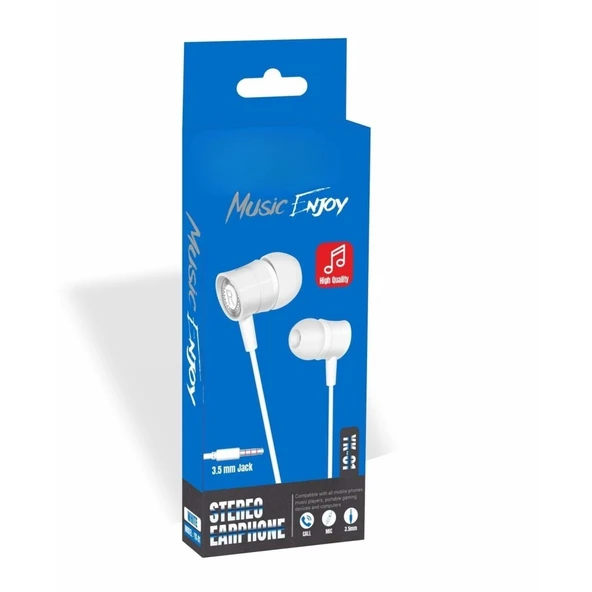 PDAteknoloji Yetty Stereo Kablolu Kulaklık 1.2m Beyaz YK-01B - Resim 2