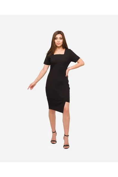 Kadın Yırtmaç Detaylı Kalem Elbise FRN30388