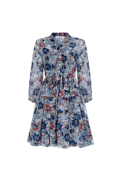 Kadın Lastik Kollu Çiçek Desenli Elbise FRN30382 - 5