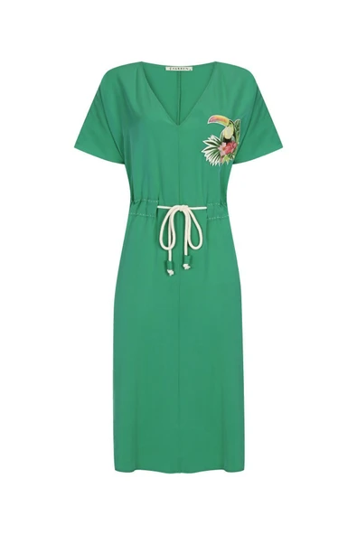 Kadın Kordon Belli Nakış Detaylı Elbise FRN30399 - 9