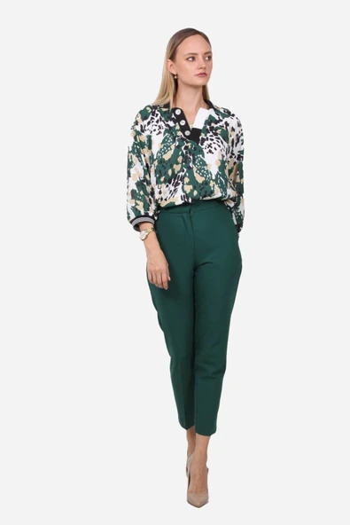 Kadın Leopar Desenli Bluz FRN1106 - 2